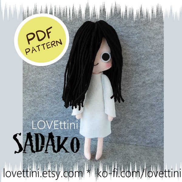 PDF Pattern diy - Sadako The Ring - Plush/doll felt tutorial handmade - apostila digital