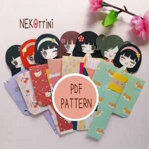 PDF Pattern Tutorial - Japanese paper doll in kimono - origami handmade - giapponese giappone yukata ningyo how to make paper art bookmarks