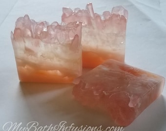 ROSE QUARTZ soap bar-crystal soap-draws love & compassion-self care