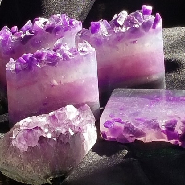 Amethyst Crystal Bar Soap February Birthstone Aquarius Gift Grounding