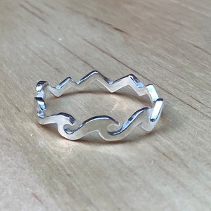 Ocean Mountain Ring, handmade, solid sterling silver 925 for outdoor lovers!