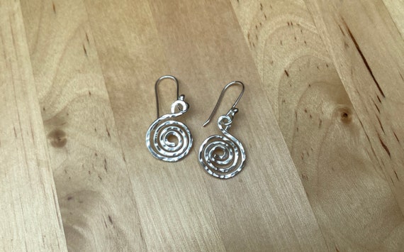 Orecchini pendenti a spirale in argento sterling martellato, stile Boho - Italia