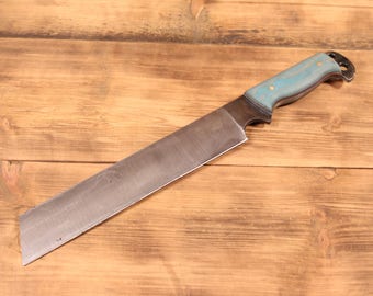 11 inch - Big Chopper - Hand Made - Blue/Grey Paper micarta handle