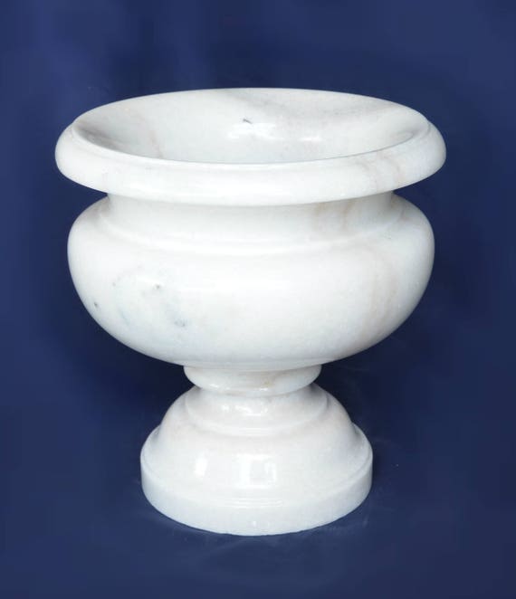 Valentino Style White Marble Urn Planter with Stand ...