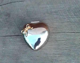 Silver Plated Heart Shaped Jewelry/Trinket Box With Red Velvet Lining