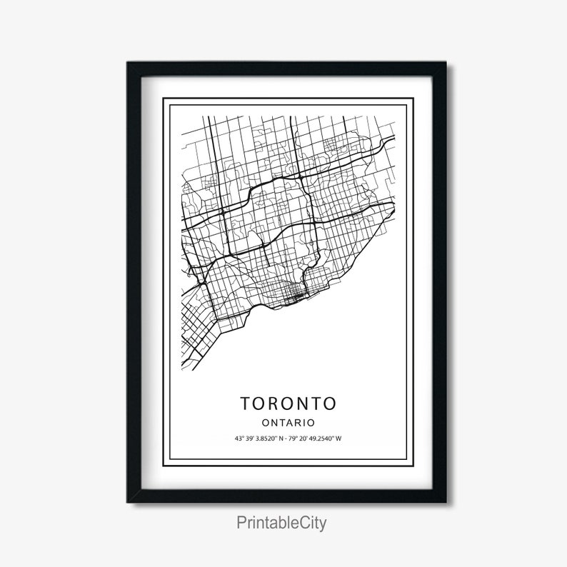 Toronto city art living room wall art travel gift Toronto map print road map design digital travel map poster abstract city map art