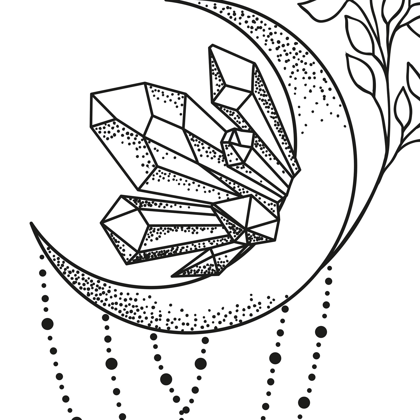 Crystal moon art print Bohemian printable mystical wall art | Etsy