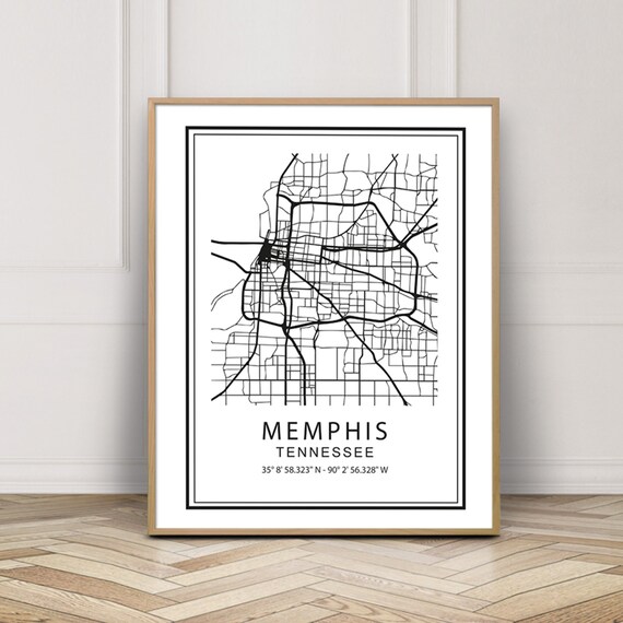 Memphis Map Print Tennessee Tn Usa City Map Printable Street Road Map Living Room Decor Gift Office Decoration Different Sizes Download