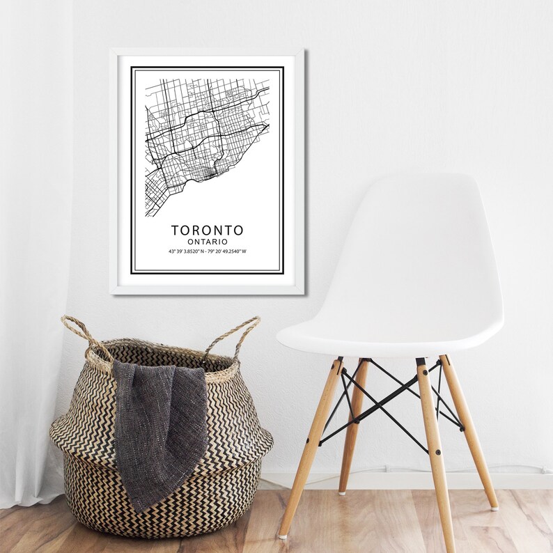 Toronto city art living room wall art travel gift Toronto map print road map design digital travel map poster abstract city map art