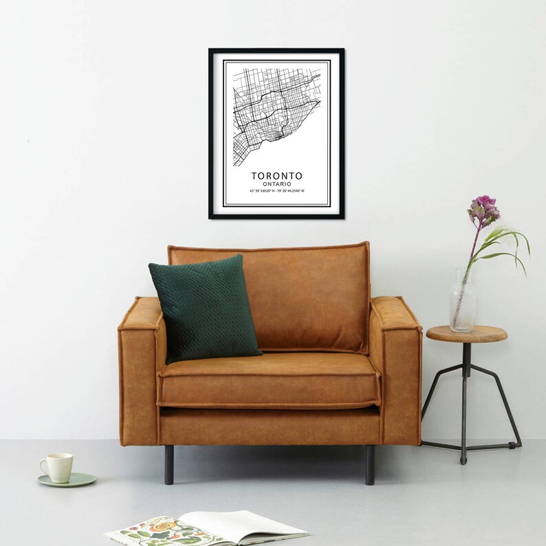 Toronto city art living room wall art travel gift Toronto map print road map design digital travel map poster abstract city map art