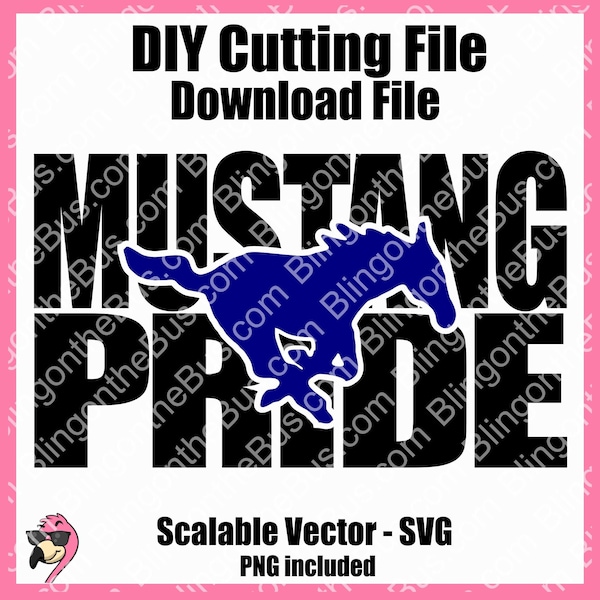 Mustang Pride Mascot SVG Vector Download DIY Cut Cutting File Cricut Silhouette