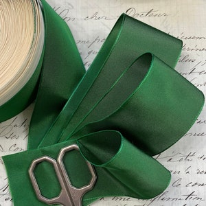 1.5&quot; Vintage French Perfect Green Wired Taffeta Ribbon Ribbon works ribbon leaves, floral supplies, hair bows