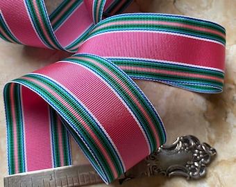 1.375" Vintage Straight Edge Stripe Grosgrain Ribbon Trim in Lively Vibrant Colors Millinery Bow DIY crafting headband belt strap
