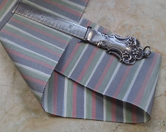 2.125" Sawtooth Edge Wide Vintage Vertical Stripe Millinery Petersham grosgrain Ribbon Trim red, blue, green, white