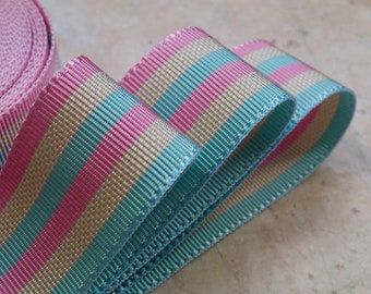 7/8" Vintage Stripe Straight edge woven Millinery Ribbon Trim Pastel bows embellish craft sewing millinery hat band