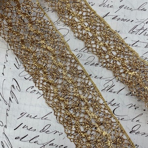 3/4" of 1,5" vintage gouden metalen kant trim passementerie gevlochten gimp KERST, verfraai knutselornament kostuum verfraaien