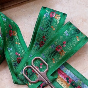 1,75&quot; Vintage French Jacquard Ribbon Trim haftowane kwiaty satynowa krawędź kostium ślubny ślubny bukiet kwiatowy szarfa wystrój domu rzemiosło