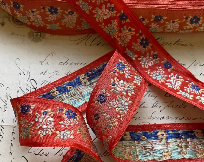Red Ribbon Ruffle Trim 1.125