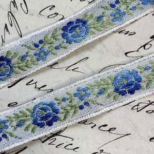 3/8&quot; oder 1/2&quot; Vintage Französisch Jacquard gewebt Band trim bestickt Ombre Blumen Hochzeit Braut etwas blaue Puppe Schärpe verschönern #499