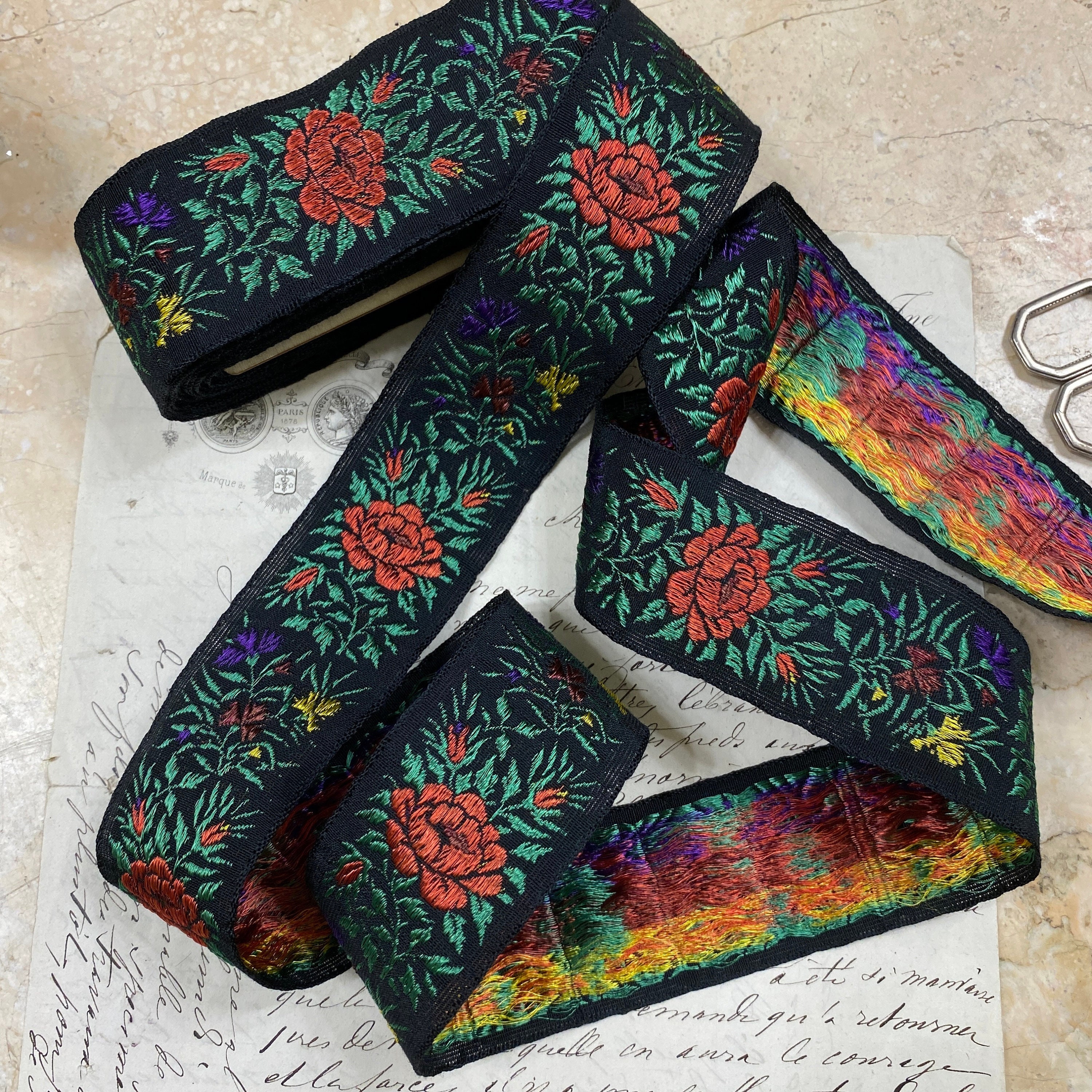 Bird Floral Belt 60s Collectable Ceremonial Hair Ribbon Handmade Guatemalan Belt VINTAGE Woven Sash Belt Womens One Size Multicolor Floral  main image 2