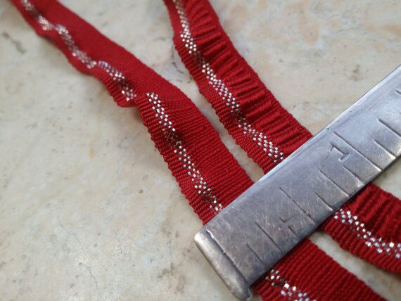 Red Ribbon Ruffle Trim 3/8