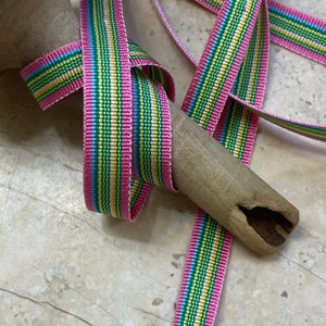 3/8&quot; Vintage  Grosgrain Petersham Ribbon Trim in Lively Vibrant Pink, Blue, Green and Yellow Millinery, Easter, Bows DIY embellish