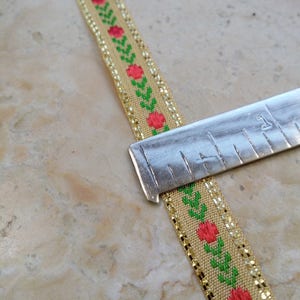 3/8&quot; Narrow Creamy Goldenrod Yellow Vintage Ribbon Trim  from France with metallic gold accent # 295 doll, bows, decor, craft