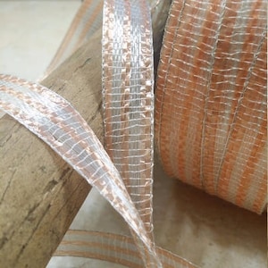 1/2" Vintage Cello e metallo Nastro Trim Bianco Naturale, pesca leggera e Pasqua metallica, fiocco, millinery, confezione regalo, matrimonio, fornitura di parti