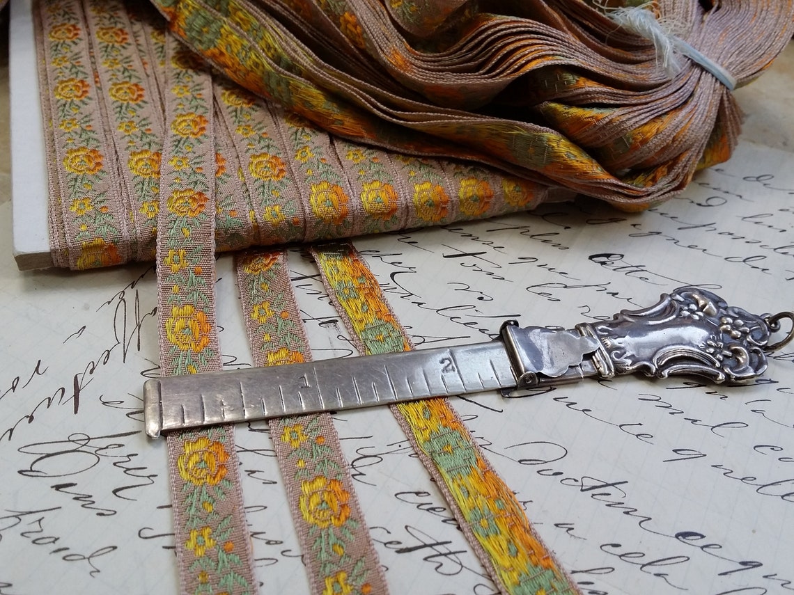 3/8 Vintage French Jacquard woven ribbon trim | Etsy