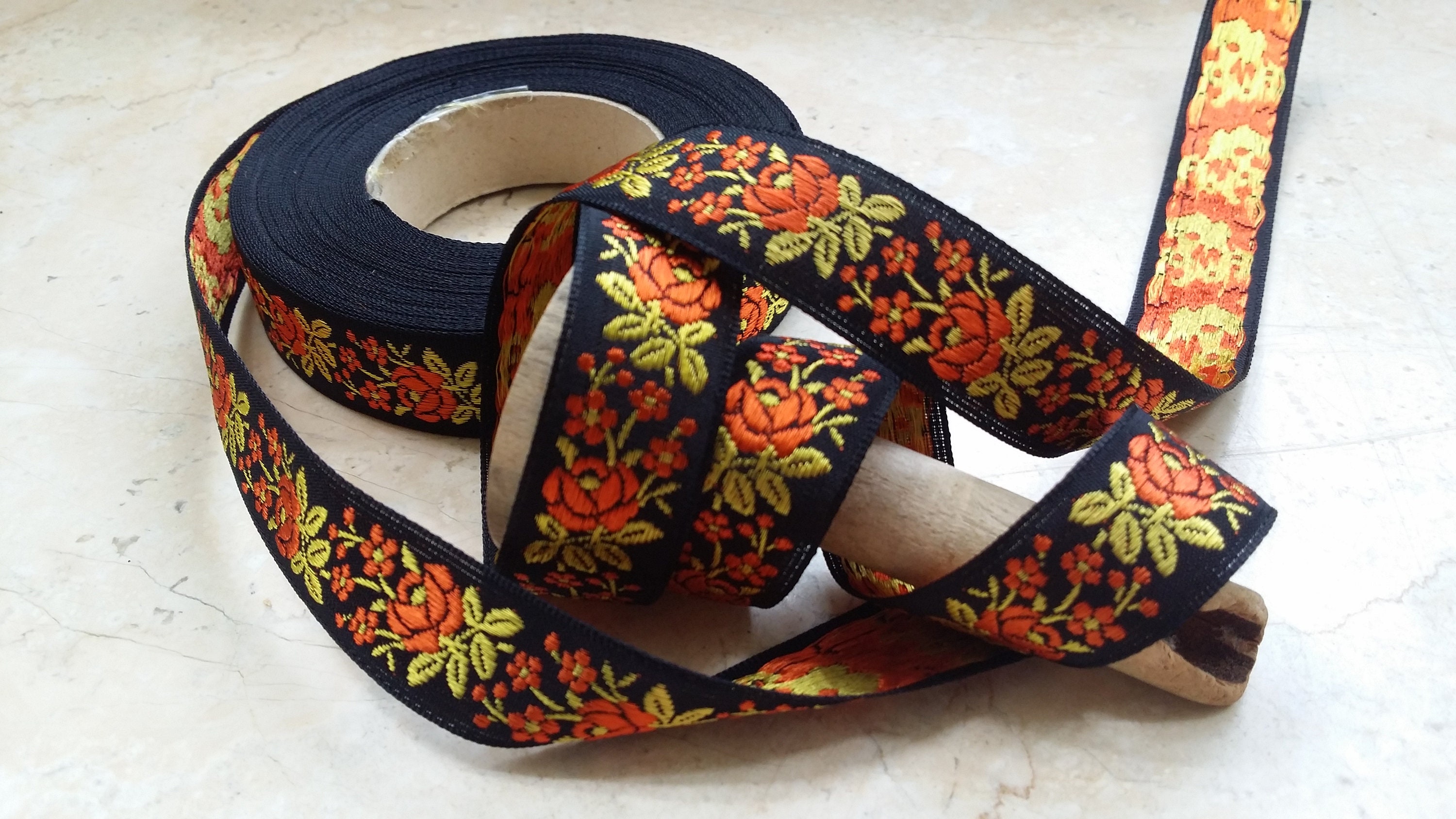 SPECIAL 3/4 Vintage French Jacquard Woven Ribbon Trim Embroidered 
