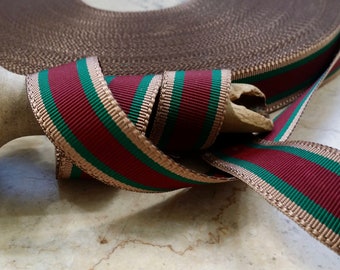 5/8" Vintage Stripe Millinery Ribbon Trim beige green Burgundy hatter hatband bows millinery strap sewing craft dog collar crafts etc.