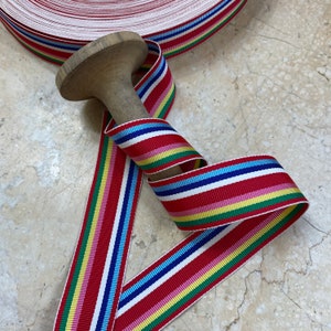 7/8&quot; Vintage Straight Edge Stripe Grosgrain Ribbon Trim in Sweet Vibrant happy colors Millinery, Bows strap, leash, sash, belt,