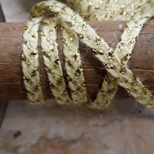 1/4&quot; Vintage French Braid Pale yellow braid with golden accent 204-08, Christmas, bows, strap, tie, costume, trim, French trim,