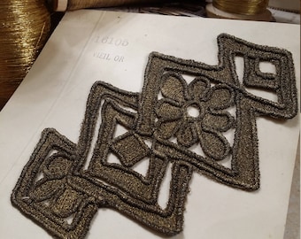 Antique METAL French Art Deco Applique, embellishment, costume, re-enactment,passementerie