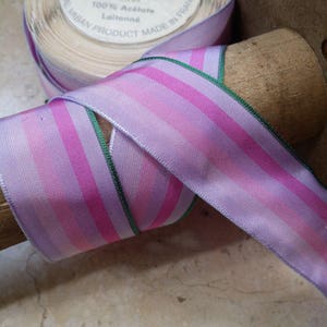 1&quot; Vintage French Wired Acetate Taffeta Ribbon Trim Stripes Purple Lilac Lavender , fuchsia Pink Ribbon FLowers Hair Bows ribbonworks bridal