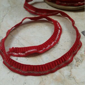 Red Ribbon Ruffle Trim 3/8