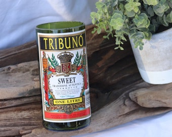Upcycled Tribuno Sweet Vermouth Bottle Vase: Bar Decor, Home Bar Gift, customizable