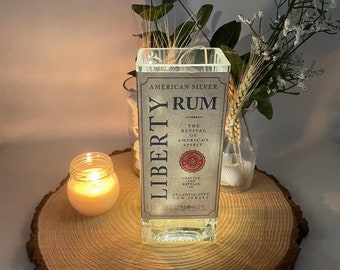 Upcycled Rum Bottle Vase, Handmade Bar Decor, Trinket Holder, New York Gift, man cave