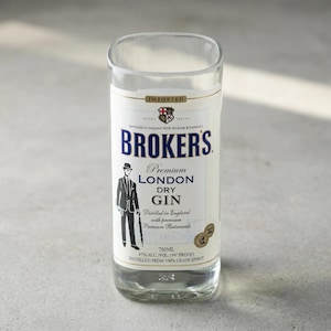 Liquor bottle candle, Brokers Gin, vase, 100% soy wax, customizable,housewarming, birthday, fathers gift