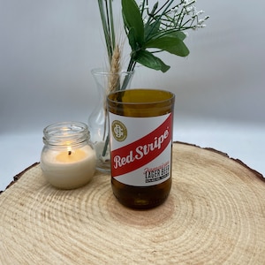 Red Stripe beer gift for boyfriend beer drinker gift beer lover gift for him beer gift soy candle custom gift for man cave gift for home bar