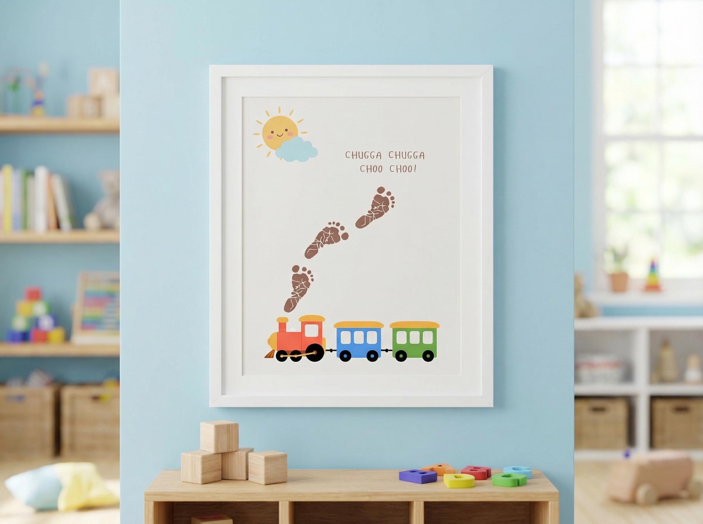 DIY Train Footprint Craft - Printable Keepsake Gift for parents,…
