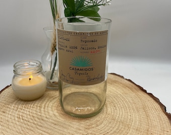 Casamigos Reposado Tequila Candle, Upcycled Liquor Bottle Vase, home bar, man cave, husband gift