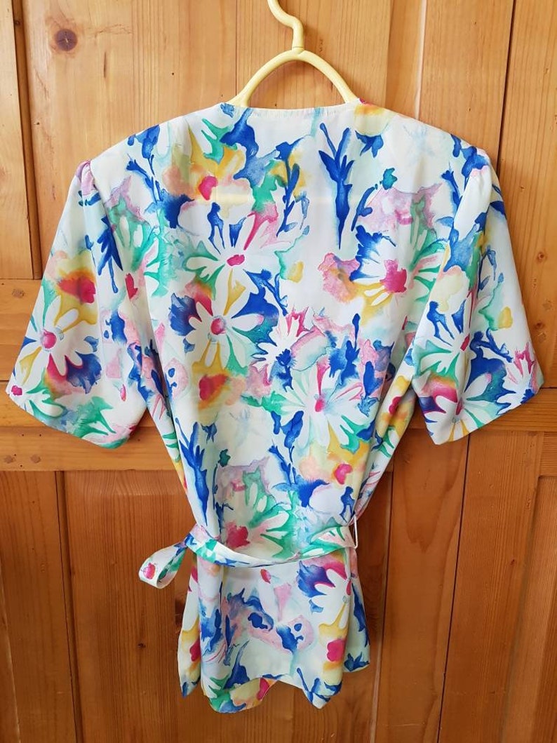 Vintage floral print Multicolor watercolor short sleeve shirt