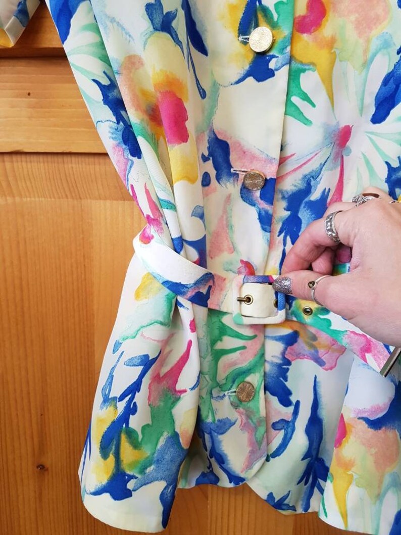 Vintage floral print Multicolor watercolor short sleeve shirt