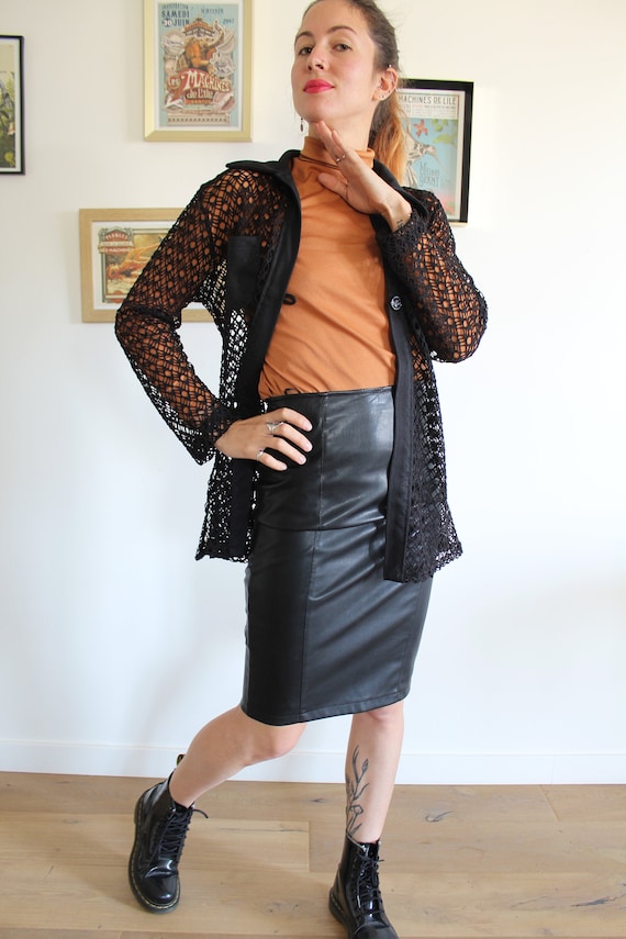 Veste vintage noire en résille