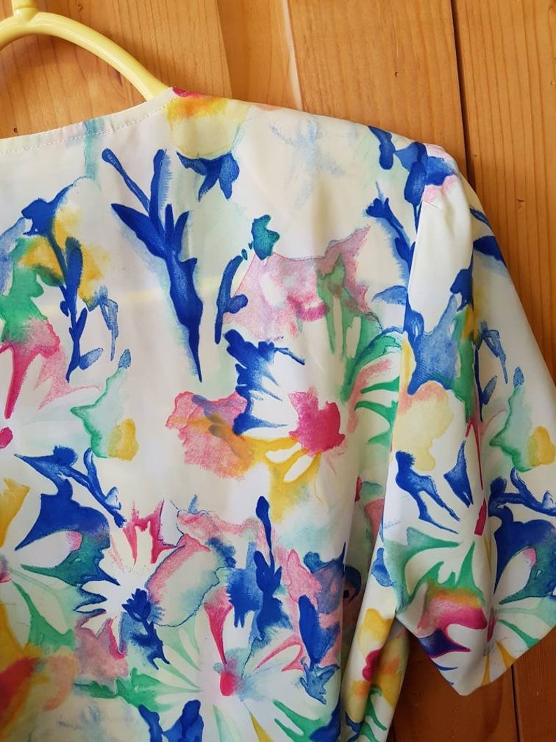 Vintage floral print Multicolor watercolor short sleeve shirt
