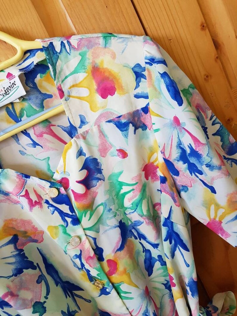 Vintage floral print Multicolor watercolor short sleeve shirt