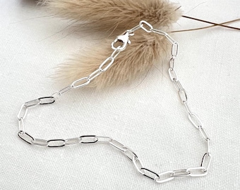 Sterling Silver Paperclip Chain Bracelet | Minimalist Charm Bracelet