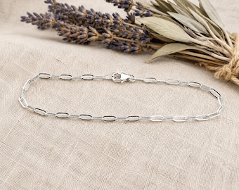 Sterling Silver Paperclip Chain Bracelet | Minimalist Charm Bracelet