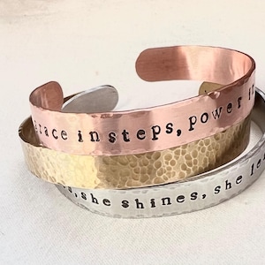 Personalized Hand Stamped Cuff Bracelet | Custom Quote
